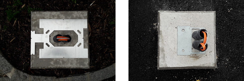 Templates for cable outlets and mounting points